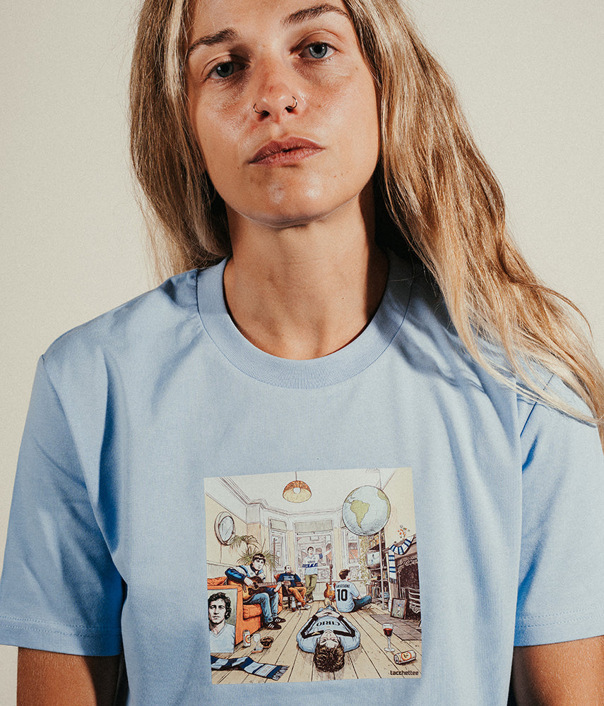 DEFINITELY BIANCOCELESTE T-shirt stampata