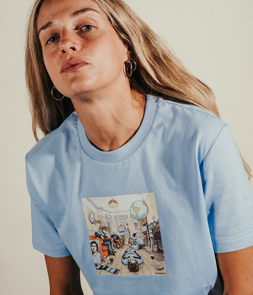 DEFINITELY BIANCOCELESTE T-shirt stampata