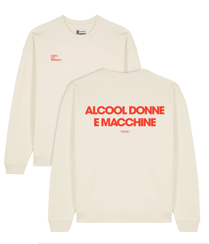 ALCOOL DONNE MACCHINE Felpa girocollo oversize - Crema