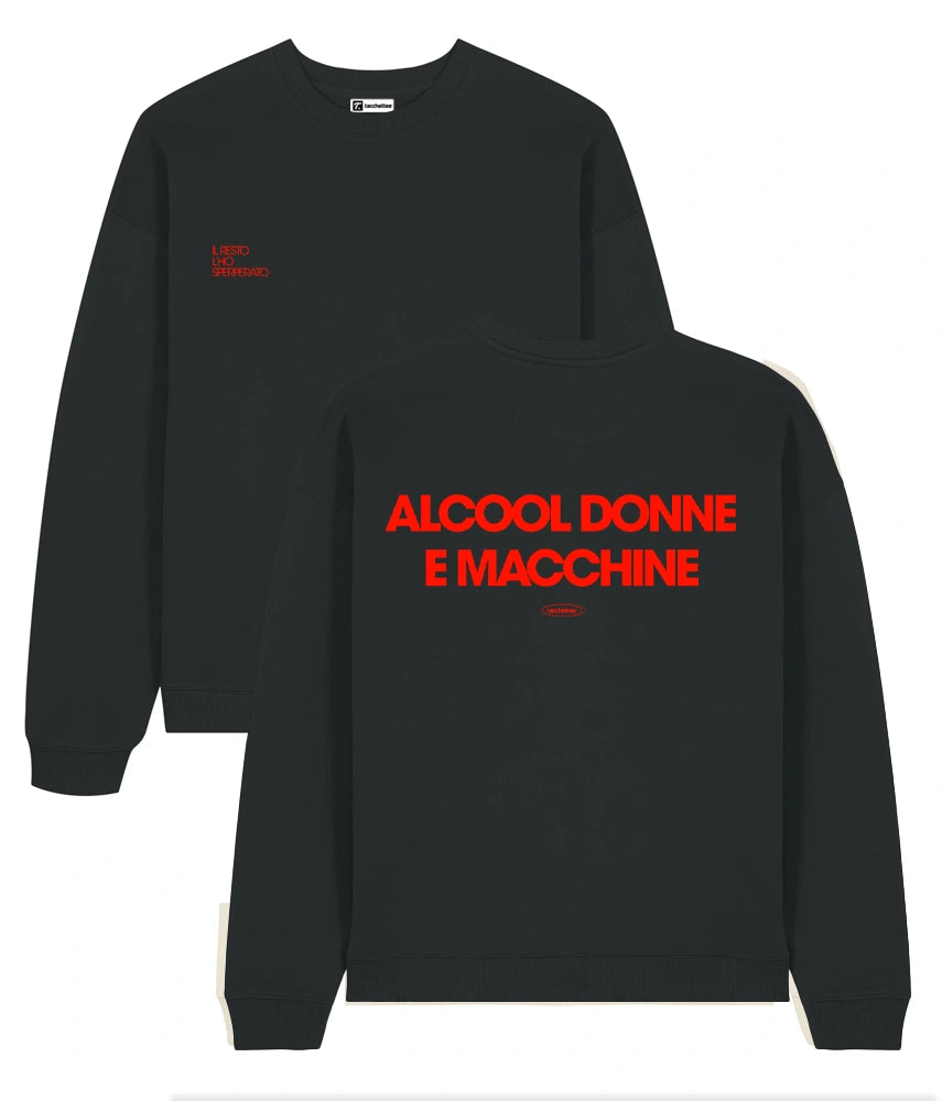 ALCOOL DONNE MACCHINE Felpa girocollo oversize - Nero
