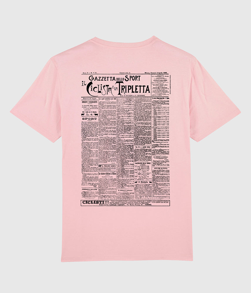 IL CICLISTA & LA TRIPLETTA Tacchettee X La Gazzetta dello Sport T-shirt stampata