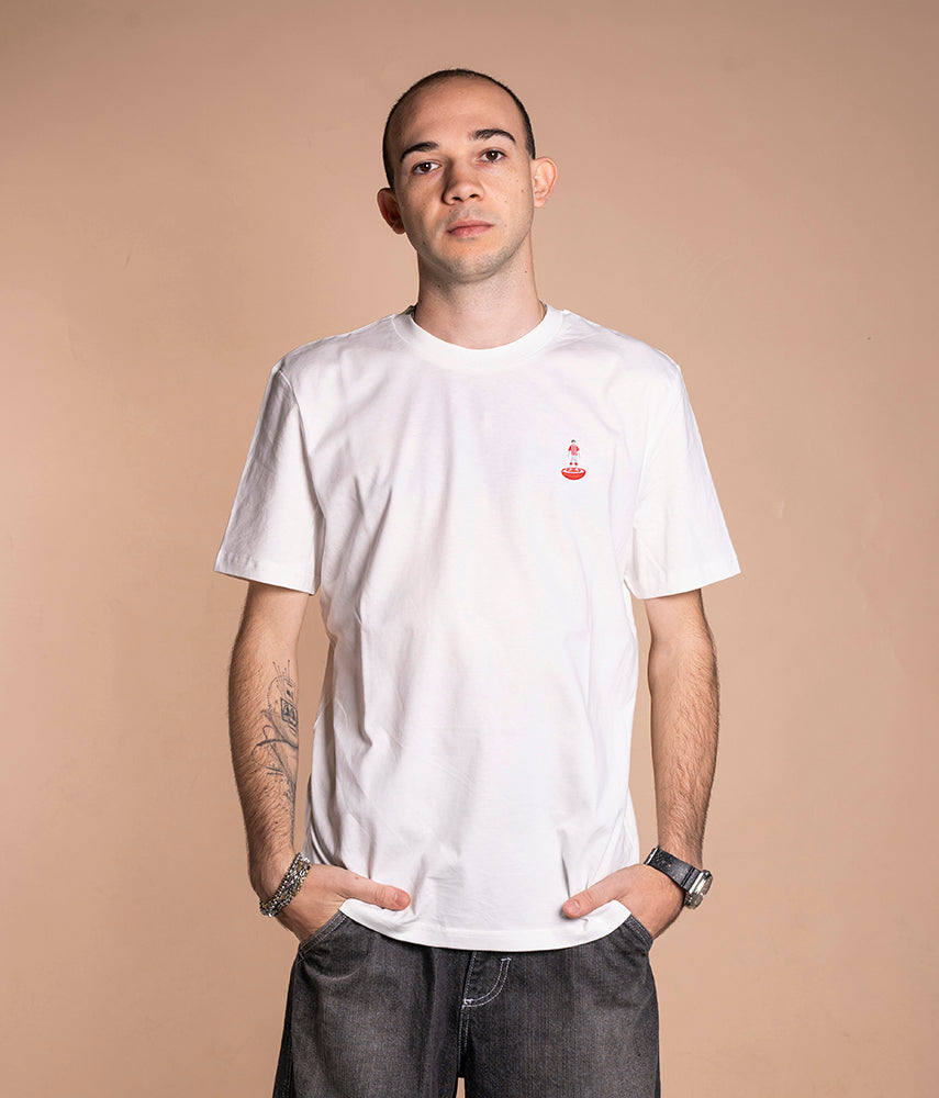 RED AND WHITE TABLE FOOTBALL Embroidered T-shirt