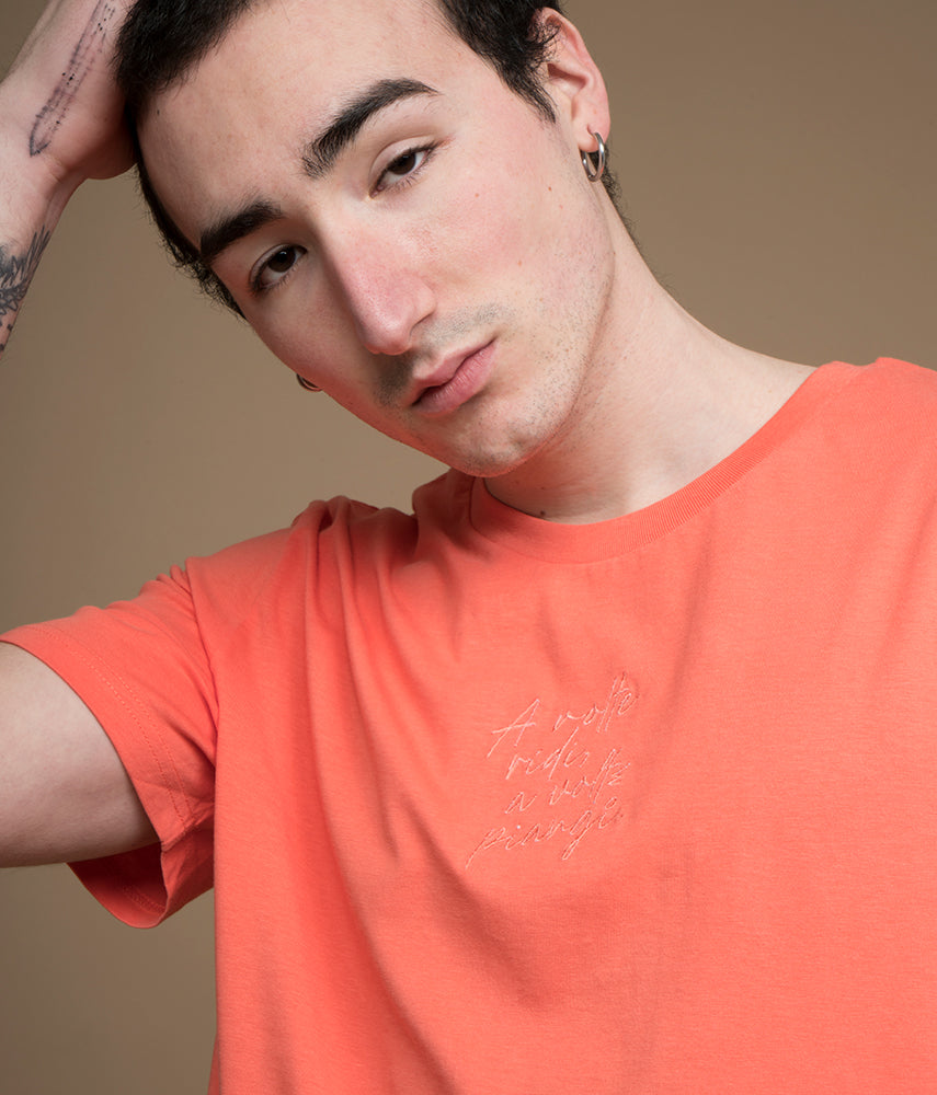 SOMETIMES YOU LAUGH, SOMETIMES YOU CRY Embroidered t-shirt