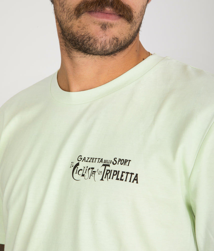 IL CICLISTA & LA TRIPLETTA Tacchettee X La Gazzetta dello Sport T-shirt stampata