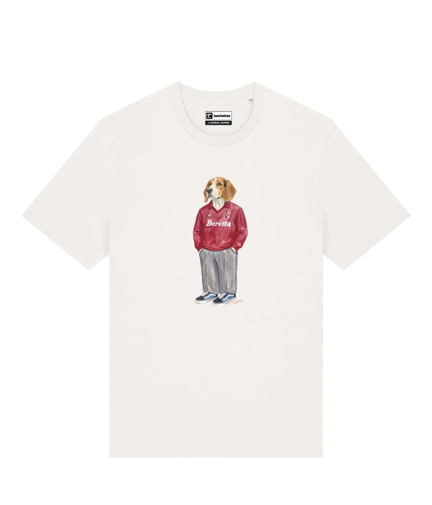 IL BEAGLE CALCIATORE T-shirt - Off White - Granata