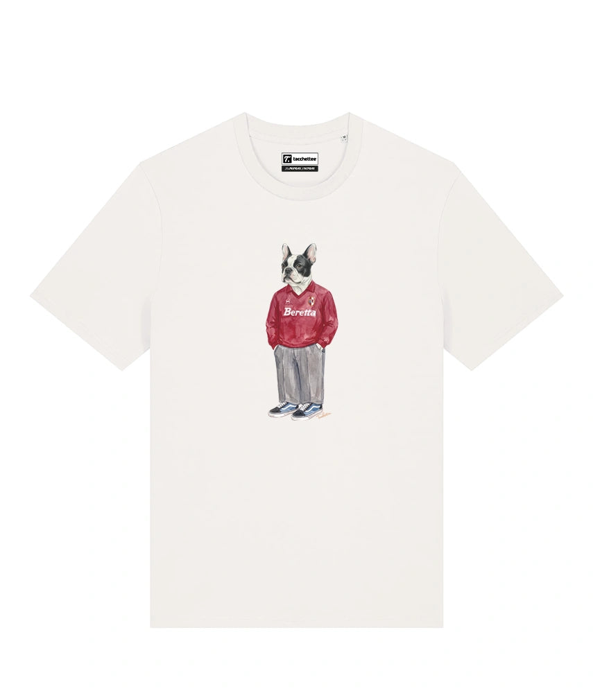 IL BULLDOG FRANCESE CALCIATORE T-shirt - Off White - Granata