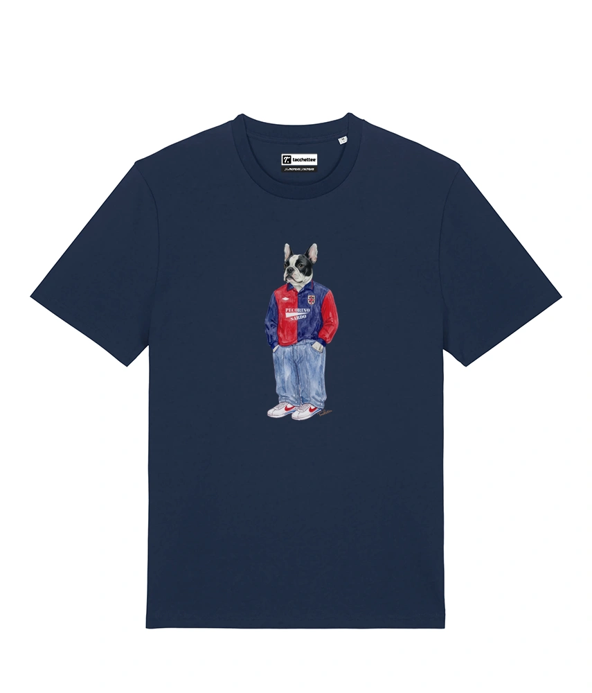 IL BULLDOG FRANCESE CALCIATORE T-shirt - Blu Navy - Casteddu