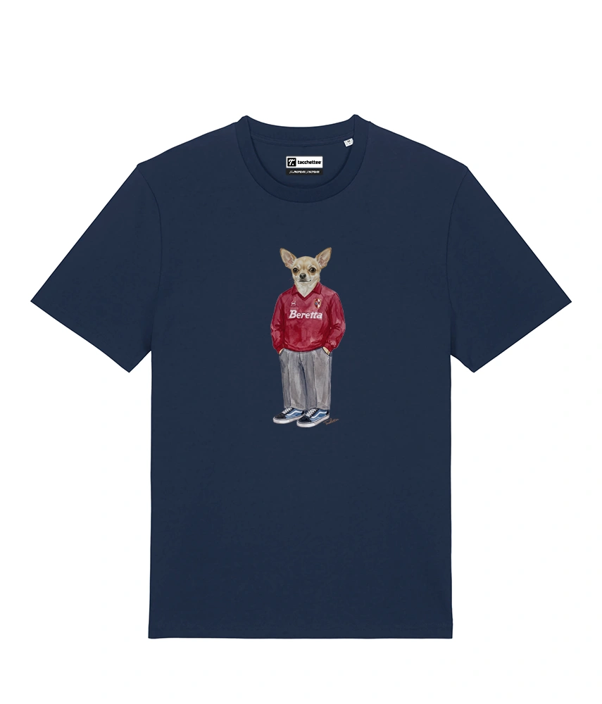 IL CHIHUAHUA CALCIATORE T-shirt - Blu Navy - Granata