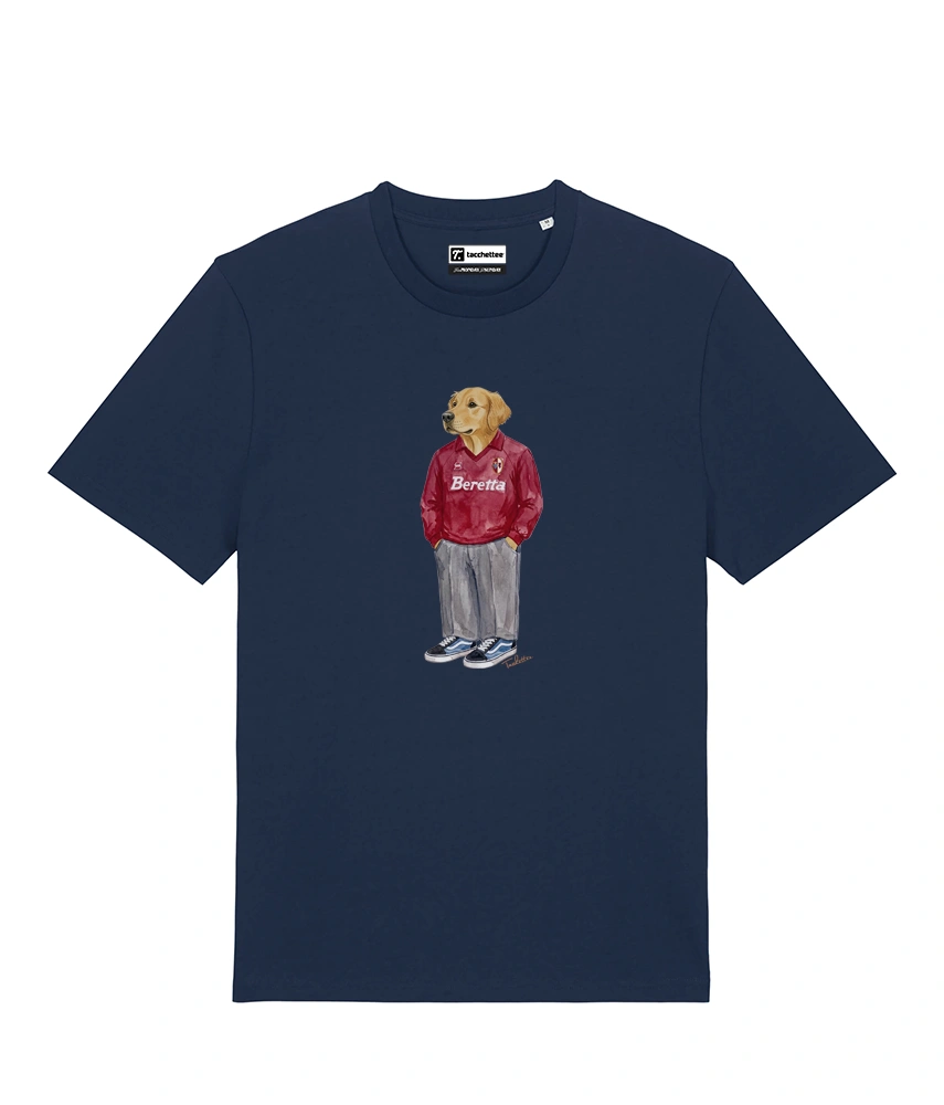 IL GOLDEN RETRIEVER CALCIATORE T-shirt - Blu Navy - Granata