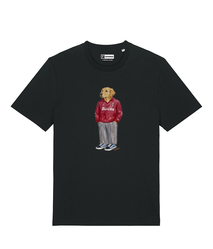 IL GOLDEN RETRIEVER CALCIATORE T-shirt - Nero - Granata