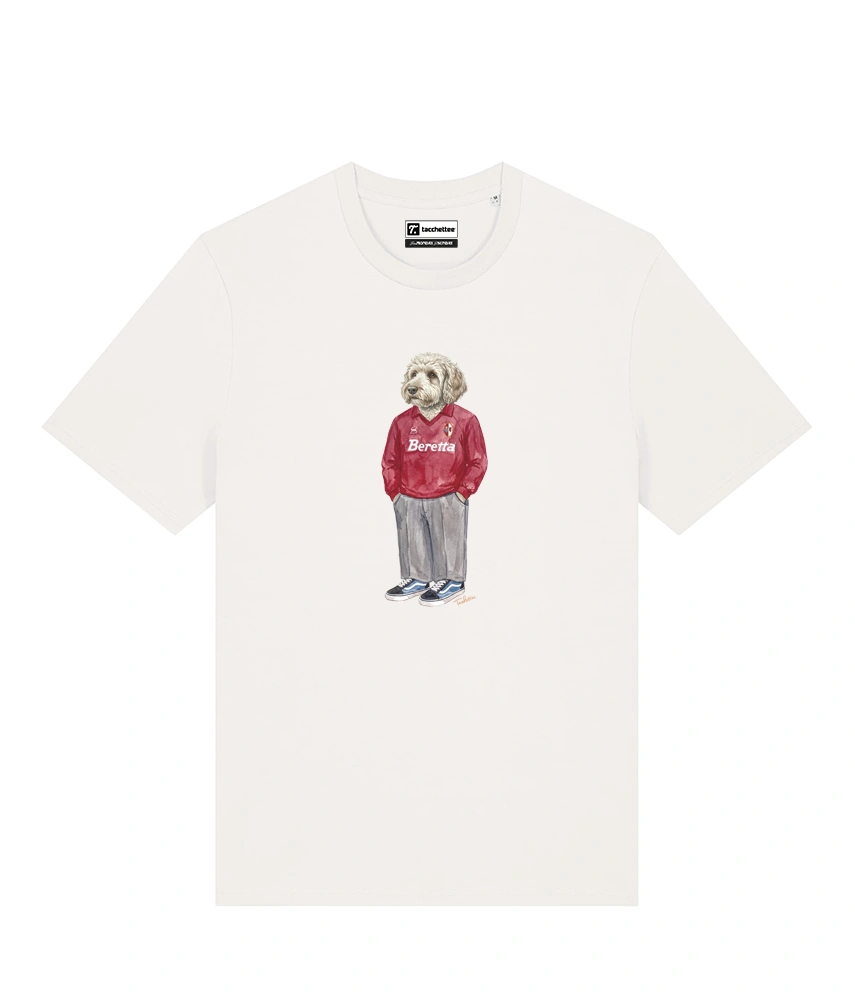 IL LAGOTTO CALCIATORE T-shirt - Off White - Granata