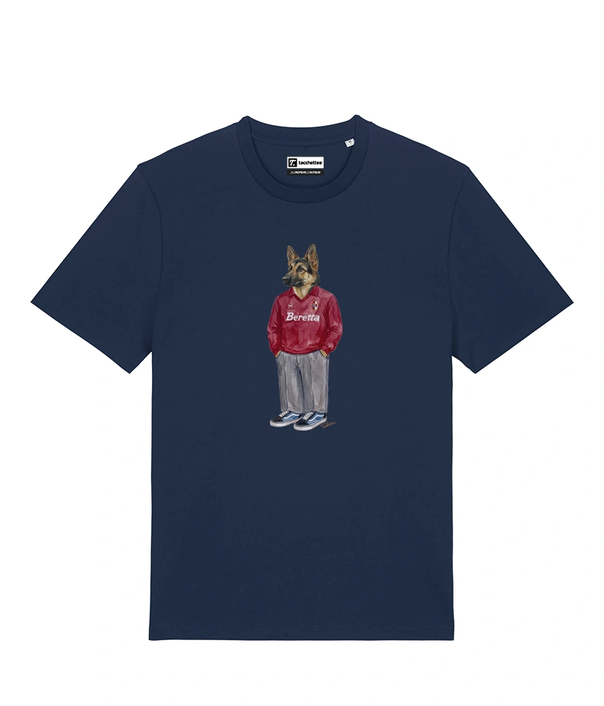 IL PASTORE CALCIATORE TEDESCO T-shirt - Blu Navy - Granata