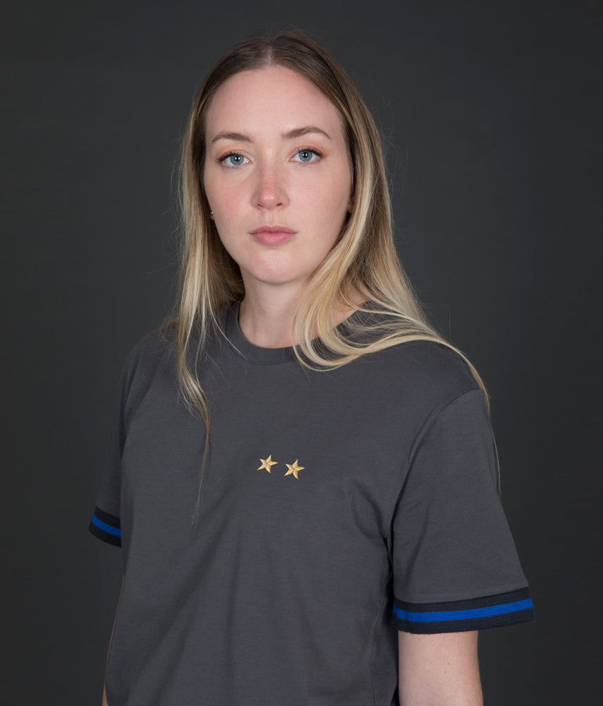 BLACK AND BLUE ☆☆ T-shirt cap&amp;sew