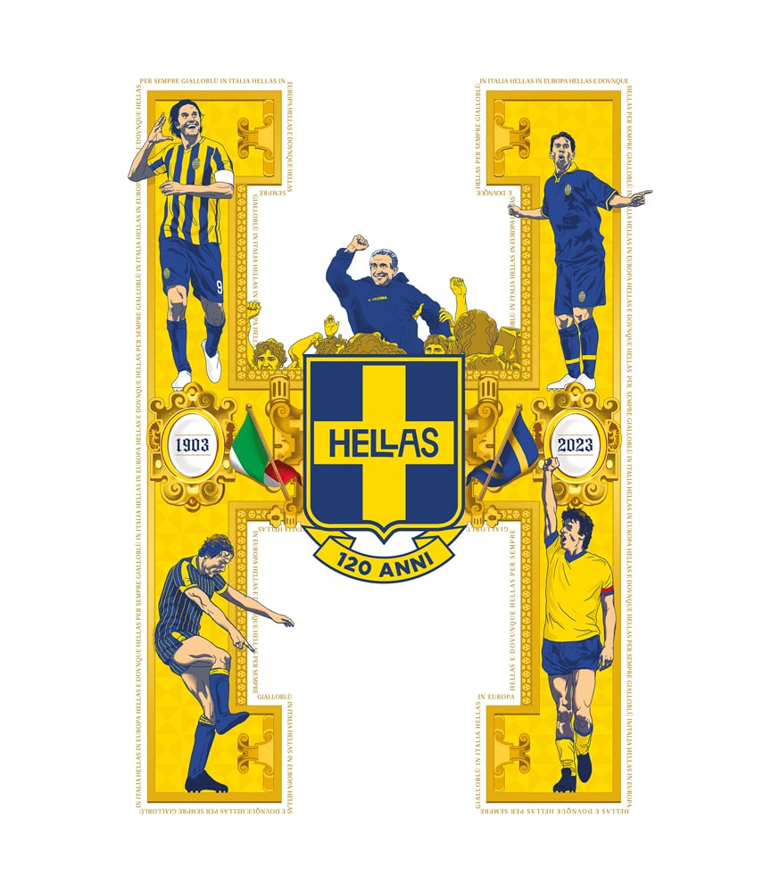 120 ANNI Tacchettee X Hellas Verona T-shirt stampata